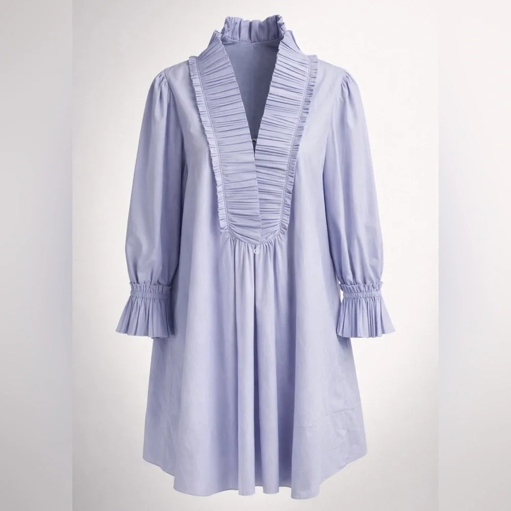 Sovere Studio NWOT Rapture Shift Pleated V-Neck Mini, Lavender, szS - Picture 2 of 15